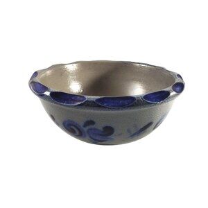 Salt Water Glaze 6.5x3.5 Inch Gray/Blue Hand Crafted Stoneware Bowl